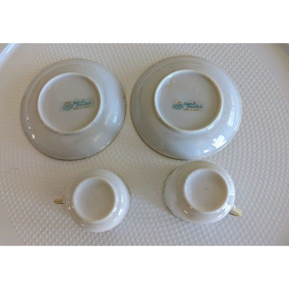 Hand Painted set of 2 expresso cups and saucers - Picture 2 of 13